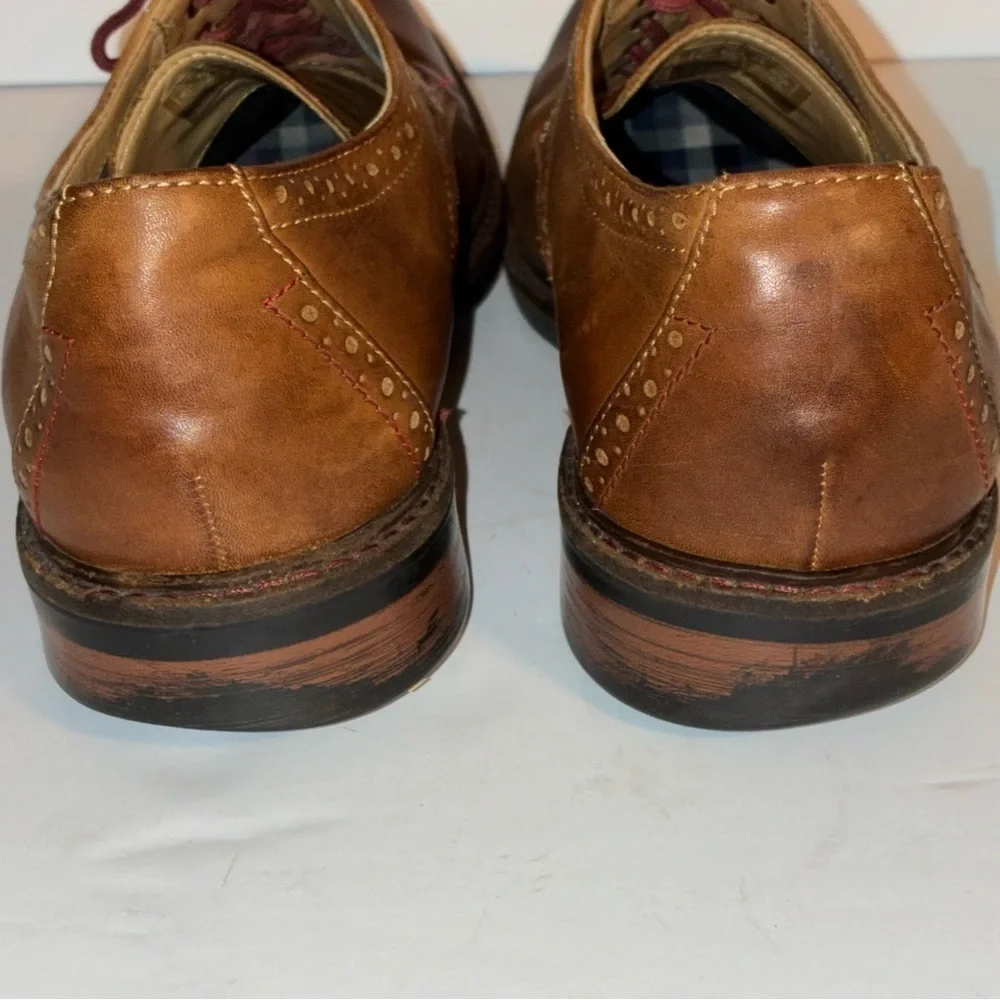 Bostonian Commonwealth Derby Oxford Lace up Shoes Tan Burnished Leather 10.5